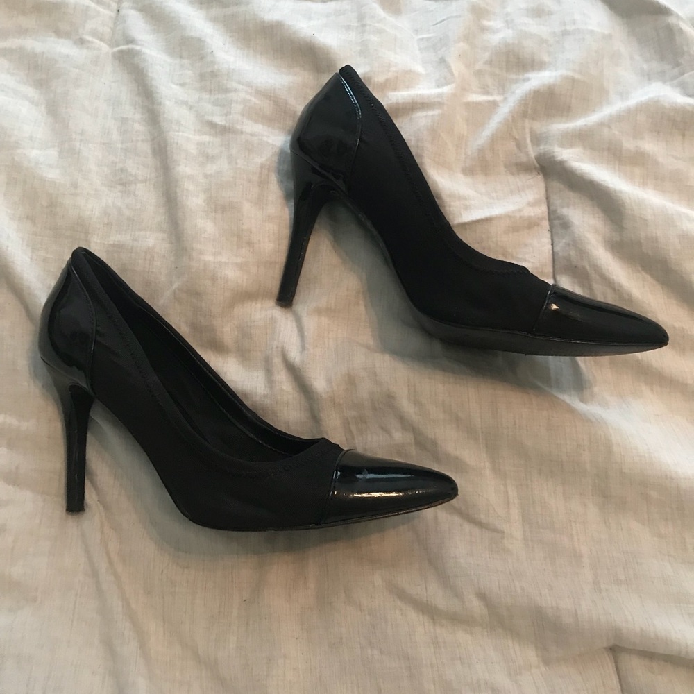 Nine West black textured heels 👠